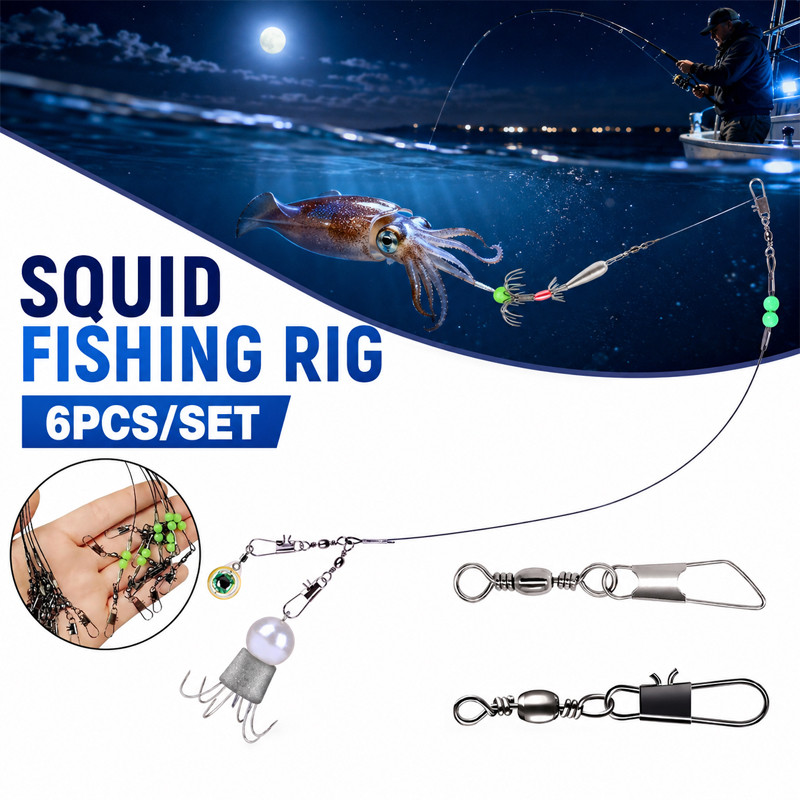 6pcs Squid Fishing Rig Octopus - Leader Line ulasan dan harga